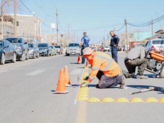Dirección de Vialidad continúa instalando señalamientos viales en la calle División del Norte