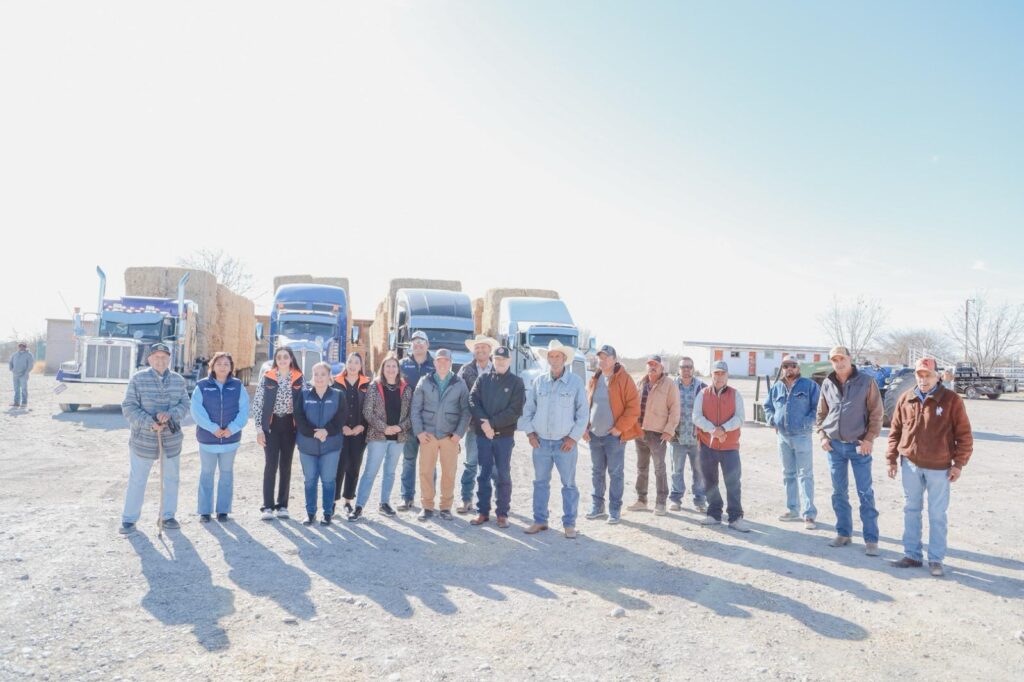 Municipio y estado entregan 8 tráilers con más de 400 pacas de rastrojo para ganaderos de Camargo