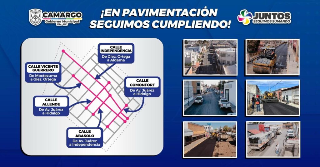 Municipio avanza en pavimentación e infraestructura vial en el centro de Camargo